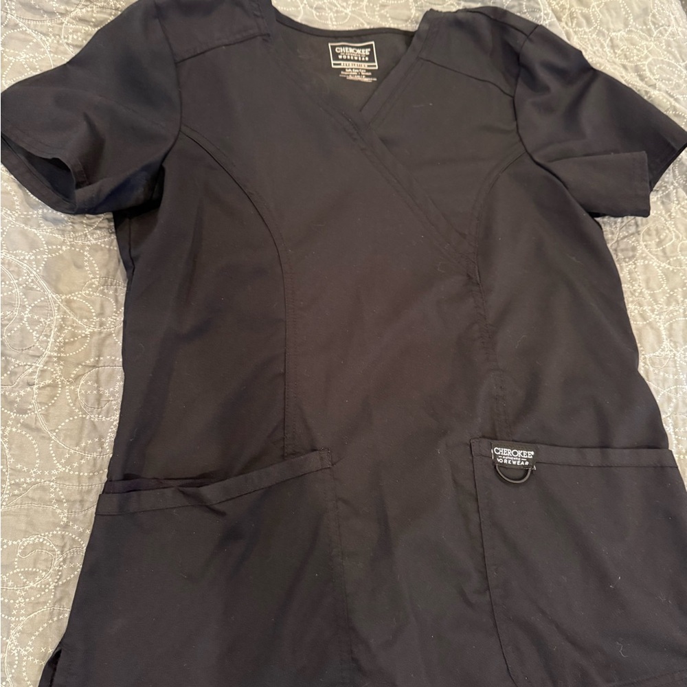 Cherokee Scrubs for Women Mock Wrap Top with 3 Pocket